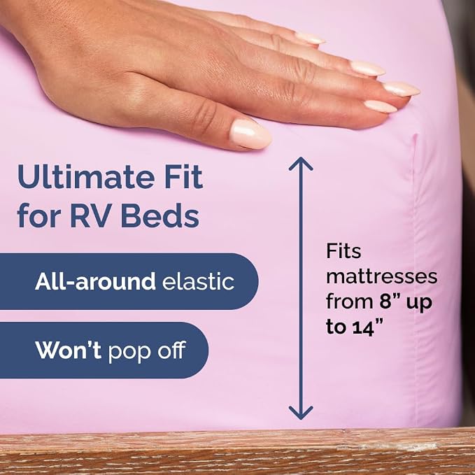 Short Queen Size 4 Piece Sheet Set - RV Short Queen, Ultra-Soft, Breathable & Cooling Bed Sheets Set w/ Deep Pockets - Hotel Luxury Bedding for Women & Men - Wrinkle Free & Fade Resistant - Light Pink