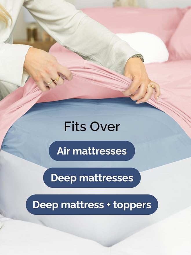 Extra Deep Cal King Sheet Set - 6 Piece Breathable and Cooling Sheets - Hotel Luxury Bedding for Women, Men, Kids & Teens - Easy & Secure Fit - Soft and Wrinkle Free - Extra Deep Pockets - Baby Pink