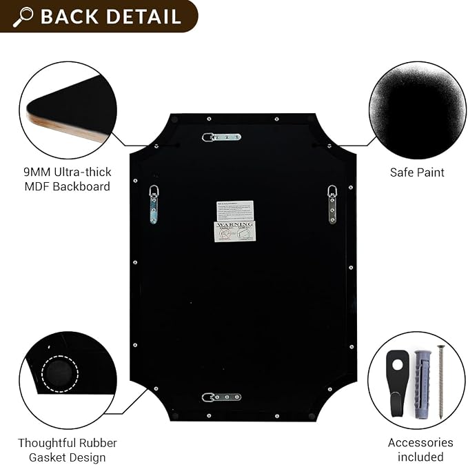 ANDY STAR 30"x30" Square Bathroom Mirror, Matte Black Vanity Mirror, Modern Scalloped Bathroom Mirror in Premium Stainless Steel Frame, Unique Scalloped Corner Design Ideal for Bathroom Remodel