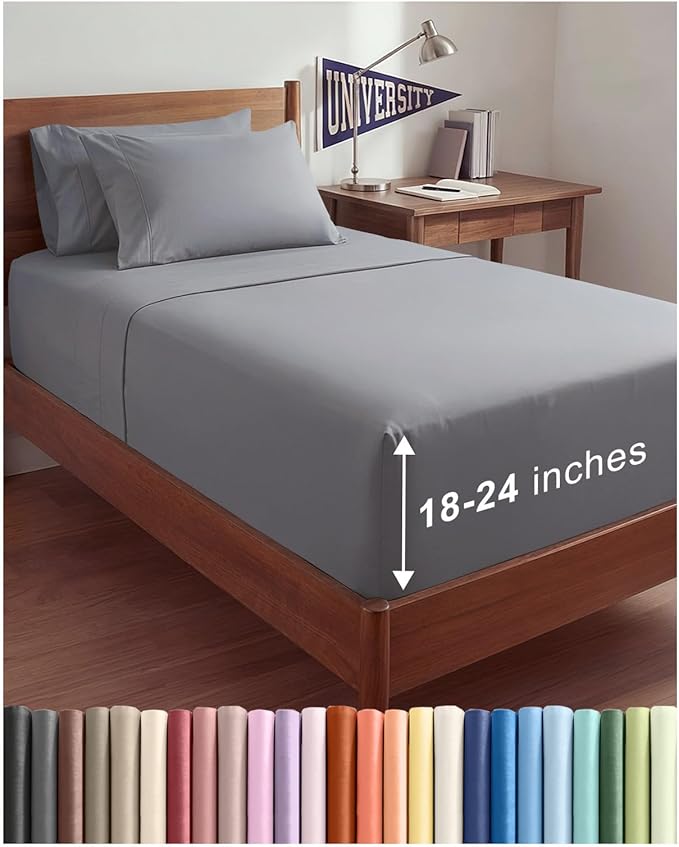 Extra Deep Twin XL Sheet Set - 4 Piece College Dorm Bed Sheets Set with Extra Deep Pockets - Ultra-Soft, Comfy & Breathable Bedding for Women, Men, Kids & Teens - Wrinkle & Fade Resistant - Steel Blue