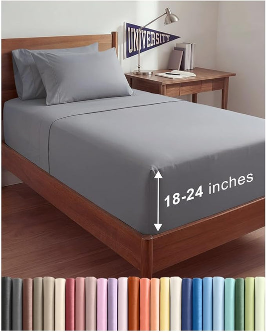Extra Deep Twin XL Sheet Set - 4 Piece College Dorm Bed Sheets Set with Extra Deep Pockets - Ultra-Soft, Comfy & Breathable Bedding for Women, Men, Kids & Teens - Wrinkle & Fade Resistant - Steel Blue