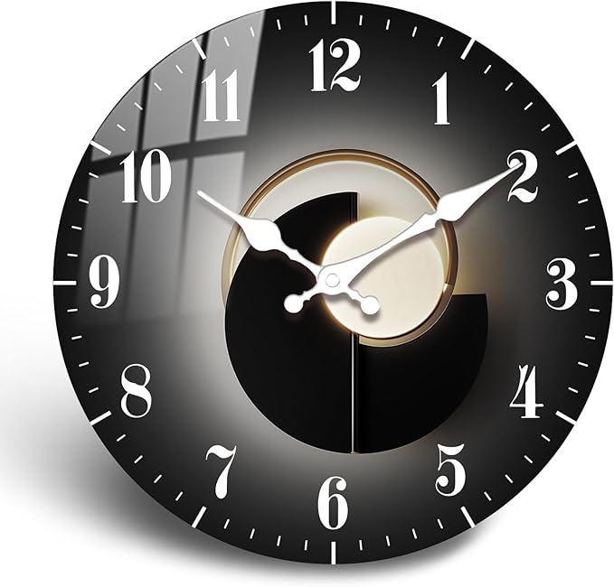 Modern 10 Inch Black and Gold Wall Clock – Silent Decorative Wall Clocks Battery Operated, Wooden Analog Wall Clock Non Ticking for Living Room, Bedroom Home Décor