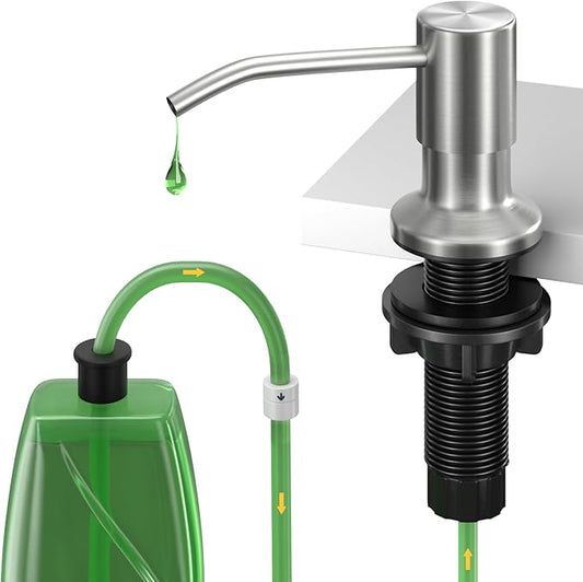 Kitchen Sink Soap Dispenser, Built in SoapDispenser, 47" Extension Tube kit, Counter Lotion Dispenser Pump, No Need More Refills (Brushed Nickel)