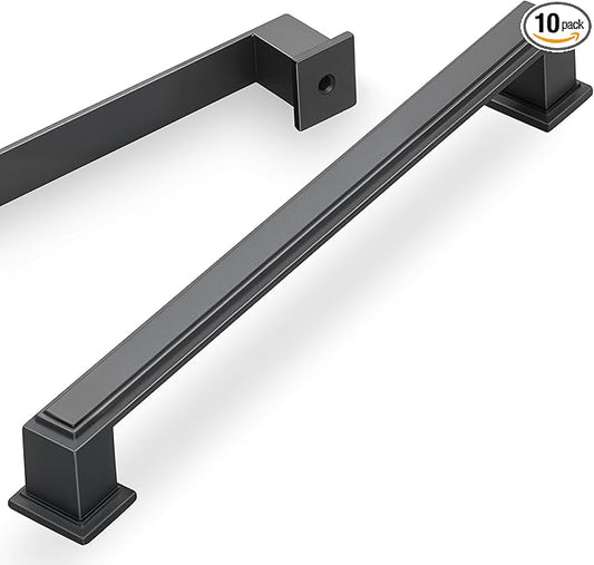 10 Pack 7.5 Inch(192mm) Hole Center Matte Dark Gunmetal Gray Modern Cabinet Pulls Kitchen Cabinet Handles Kitchen Cabinet Hardware Timeless Drawer Pulls for Dresser Cupboard Wardrobe, Gray(7.5x10)