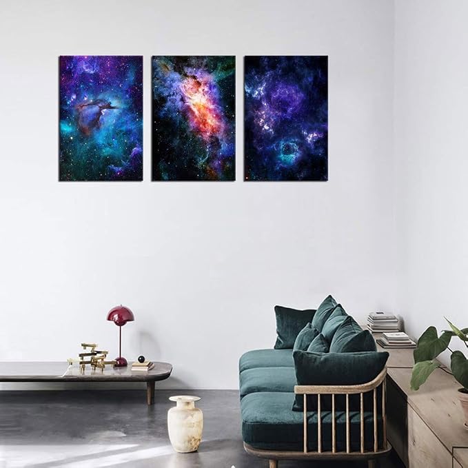 arteWOODS Canvas Wall Art Outer Space Fantastic Artwork Nebula Galaxy Canvas Art Contemporary Artwork Picture Prints for Home Wall Decor 16" x 24" x 3 Panels
