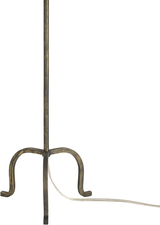 Nourison 28" Black Wrought Iron Heritage Metal Slim Tripod Table Lamp for Living Room, Bedroom, Bedside, Reading