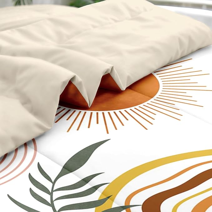 Pamnest Comforter Set Full Size, Boho Tarot Retro 7 Pcs Bedding for Kids and Adults, Sunshine Vintage Bed Sheet Sets with Fitted Sheet 2 Pillowcase & 2 Sham for Bedroom Bed Decor