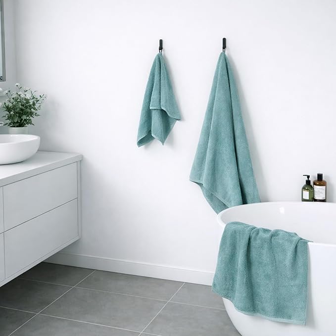 SEMAXE 12-Piece Family Bathroom Towel Set - 100% Cotton, 4 Bath Towels, 4 Hand Towels, 4 Washcloths, Ultra-Soft and Super Absorbent, Lighter Weight