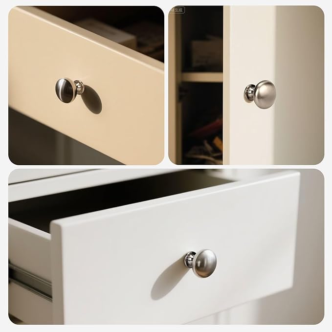 6 Pack Brushed Nickel Cabinet Knobs,1-3/16 Inch(29.5mm) Solid Drawer Knobs Kitchen Cabinet Pulls,Round Dresser Knobs, Modern Drawer Pulls for Dresser Drawers