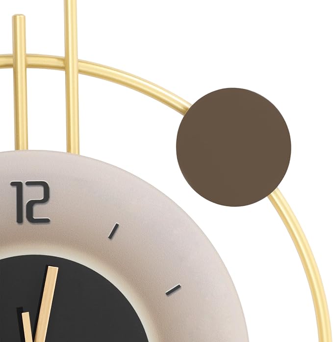 Wall Clock for Living Room, Large Gold Wall Clock with LED Light, Modern Decor Silent Non-Ticking Metal Clock for Living Room, Kitchen, Dining Room, Bedroom, Battery Operated, 15.35 * 31.5in