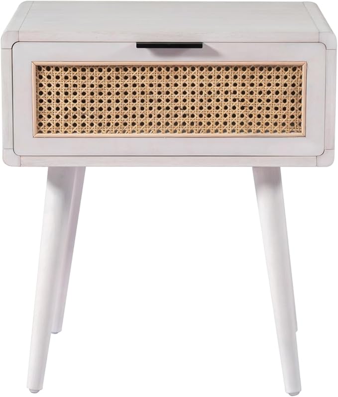 Boraam Cambria End Table - Zebrano Whitewash/Natural Cane
