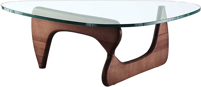 EMODERN FURNITURE eMod - Noguchi Triangle Coffee Table Glass Top (Walnut)