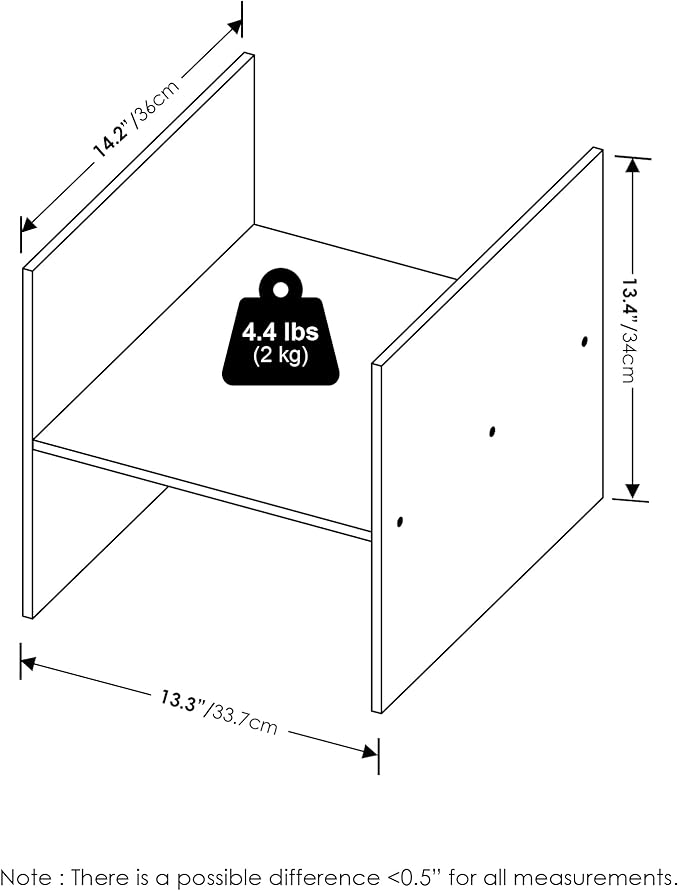 Furinno Cubicle Cube Insert, H-Shelf Cube Organizer, Fits into Furinno Extra Thick Cubes, for Organizers and Storage, Black Dark Oak (Does not fit IKEA Kallax Shelving)
