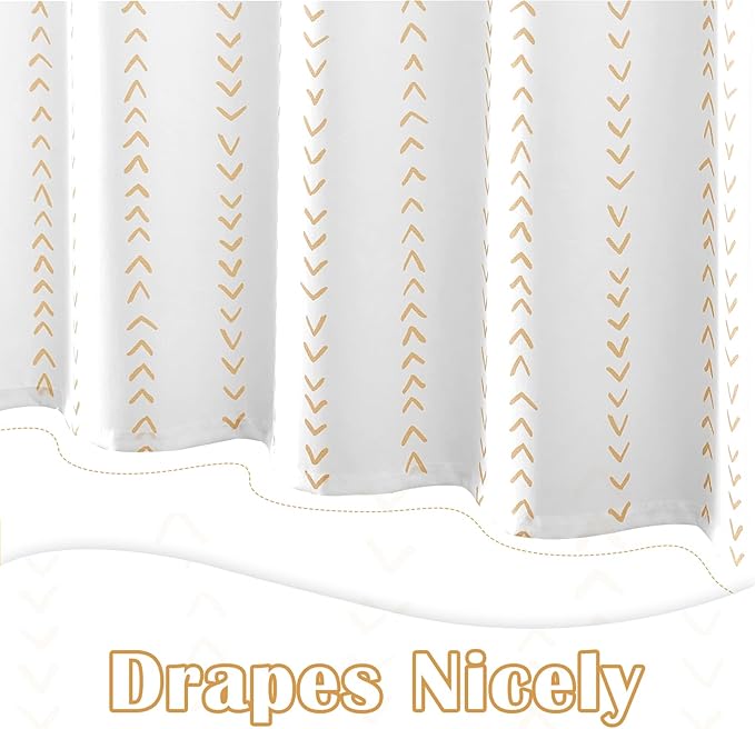 jinchan Taupe and White Boho Shower Curtain Herringbone Zig Zag Waterproof Fabric Bohemian Modern Farmhouse Arrow Geometric Shower Curtains for Bathroom with 12 Hooks 70x72 Inches