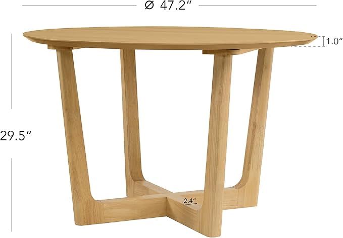 CHITA 47-inch Round Dining Table for 4, Modern Kitchen Table with Solid Rubberwood Legs, Easy Assembly Circle Table for Kitchen, Dining Room, Farmhouse(Oak)