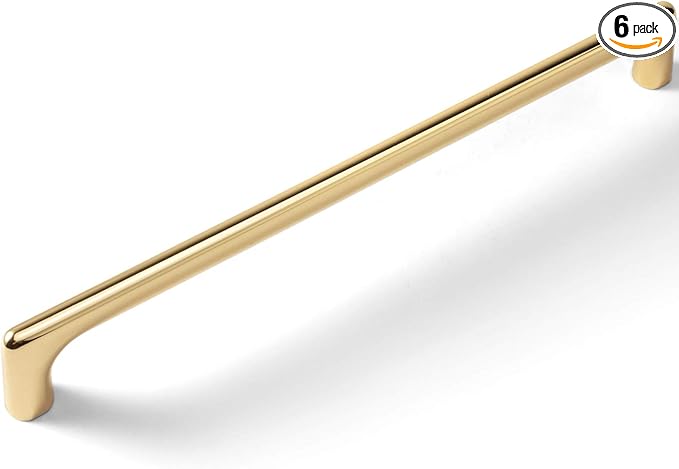 Goo-Ki Shinging Gold Cabinet Pulls with 7.6''(192mm) Hole Centers,Modern Style Zinc Alloy Cabinet Handles for Dresser,Wardrobe,Cupboard- 6 Pack