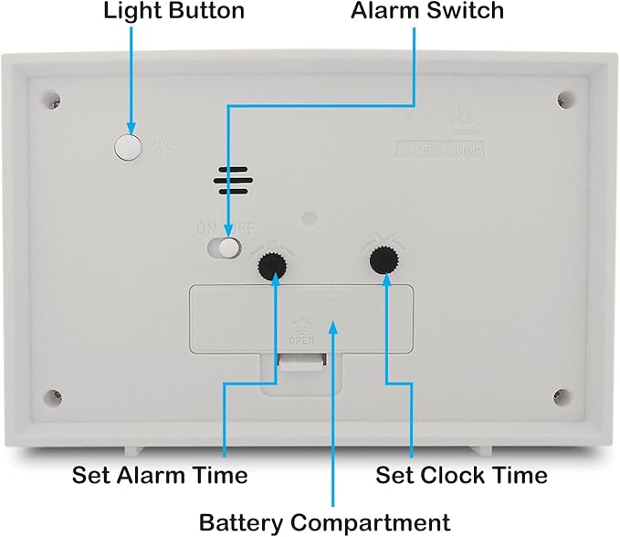 Analog Alarm Clock, 6 inch Silent Non Ticking Small Clock with Night Light, Battery Operated Simply Design for Bedroom, Bedside, Living Room, Room Decor, Desk, Table (White)