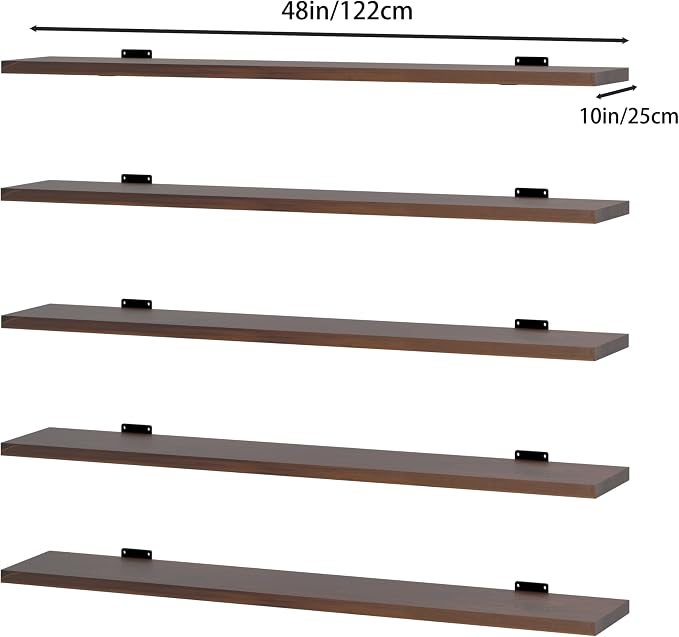 5 Tier Book Shelf,48 inch Long Floating Shelf for Wall,Adjustable Large Bookcase,Wall Mounted Bookshelf for Books/Lego/Plants