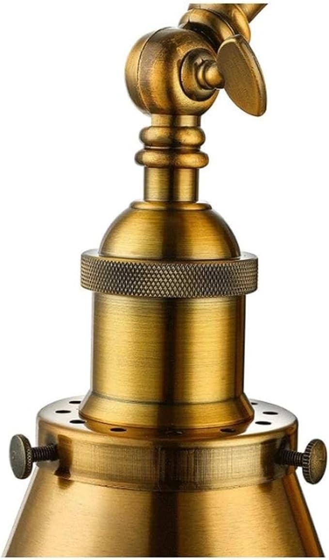 Retro Industrial Swing Arm Wall Lamp-Warm Brass Finish,Wall Mount with Wire Cover,Ideal for Living Room,Foyer,Office,Study,Reading Lights