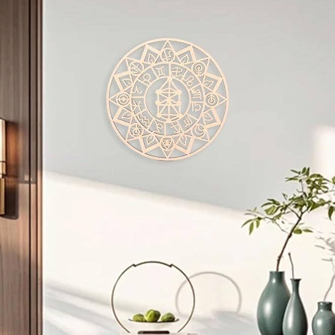 HouseVibe Geometric Wood Wall Art Ornament Creative Collection 11.8 Inch Wall Sculpture Hanging Decoration for Office Dining Room Entryway- Style D