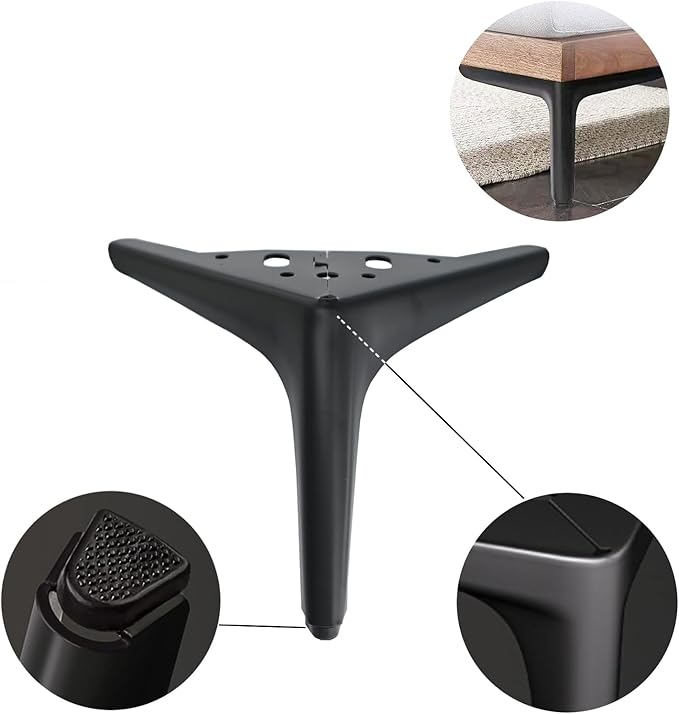 4.7 inch/12cm Matte Black Metal Furniture Legs Set of 4, DIY Replacement for Short Cabinet Legs, Sofa Legs, Small Dresser Legs
