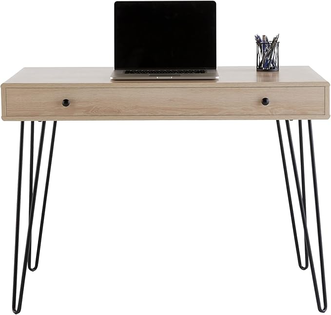 Realspace® Callay 42" W Writing Desk, Blonde Oak/Black