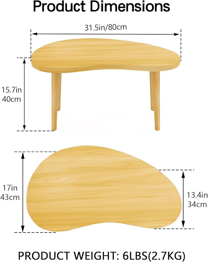 Mango Coffee Table Low Table with 4 Solid Wood Sturdy Legs,Floor Table Desk for Sitting on The Floor,19.7"D x 31.5"W x 16"H Inches,Living Room/Toy room Furniture,Rental house Furniture(Natural-Mango)