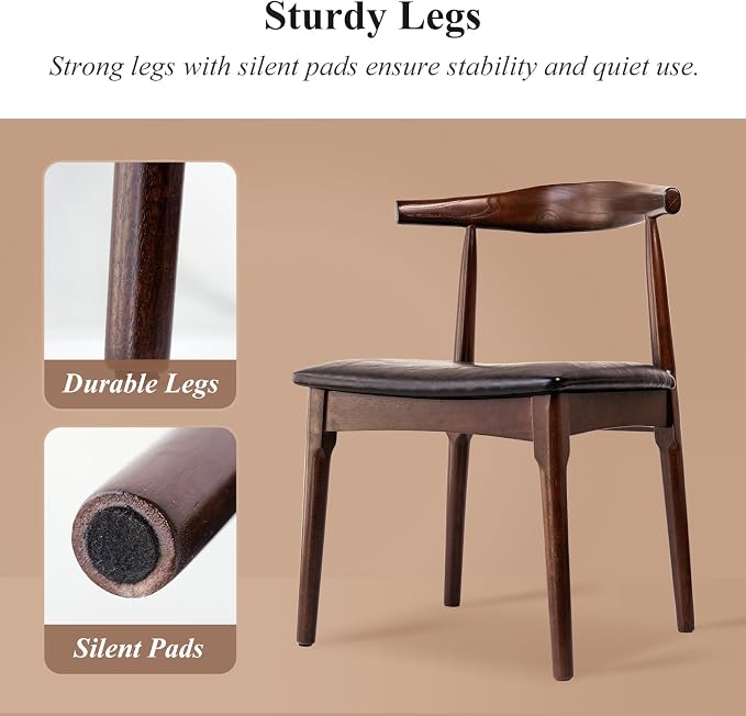 Office Chair, Wood Desk Chair with Upholstered PU Leather, Computer Chair, Modern Dining Chair, Mid Century Dining Chair, Wood Accent Chair,Walnut Chair