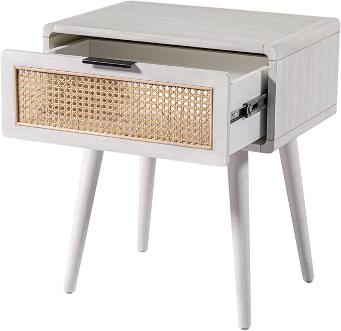 Boraam Cambria End Table - Zebrano Whitewash/Natural Cane