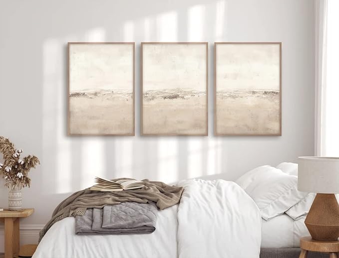 Baccone Beige Abstract Wall Art Set of 3 Neutral Canvas Wall Art Prints Boho Abstract Picture Modern Abstract Art Wall Decor Minimalist Artwork for Living Room Beroom Decor 12x16 Inch UNFRAMED