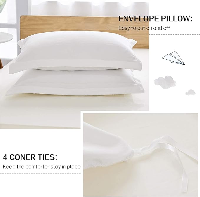 Dreaming Wapiti Duvet Cover Twin,Washed Microfiber Twin Size Duvet Cover Set,Solid Color - Soft and Breathable with Zipper Closure & Corner Ties (White, Twin)