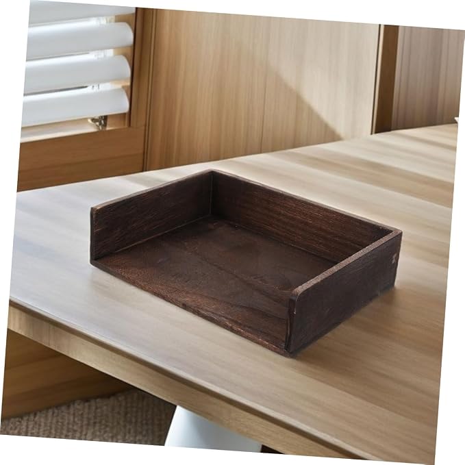 VILLCASE 2pcs Vintage Solid Wood Desk Organizer Desktop Storage Shelf for Office Supplies Books Sturdy Natural Wood Finish Elegant Storage for Home Study Room