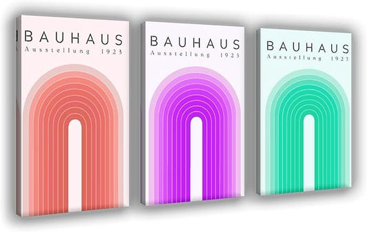 9W Bauhaus Poster Abstract Canvas Wall Art Set of 3 Modern Boho Decor For Bedroom Livingroom Frame-style 20x30inch(50x75cm)