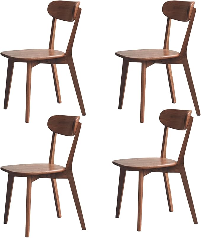 100% Solid Wood Dining Chairs Set of 4 - Practical Kitchen Chairs - Wood Dining Chair for Dining Room, Kitchen (Walnut)
