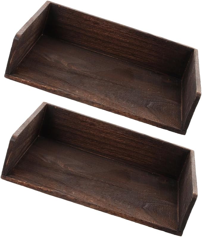 NUOBESTY 2Pcs Vintage Solid Wood Desk Organizer Desktop Shelf for Office Supplies Books Natural Wood Finish Storage for Home Study Room