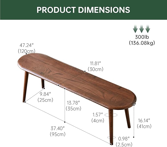 39’’-55’’ 100% Oak Extendable Dining Table and Bench Set, Solid Wood Folding Kitchen Table, Mid Century Modern Dinner Table for Kitchen, Apartment, Living Room (39''-55'' + 1 Bench)