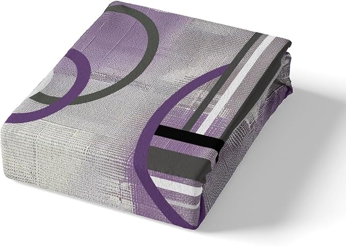 Purple Black Gray Duvet Cover Twin Size,Grunge Oil Painting Comforter Cover,Circles Bedding Set,Elegant Geometric Quilt Cover,Abstract Purple Artwork Bedspread Cover with Zipper& Ties