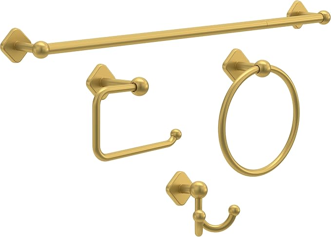 Franklin Brass Gainesville (1-Pack) 18'' Towel Rack w/ 6" Extender for Bathroom Satin Gold Towel Bar for Bathroom Wall Mounted Towel Holder Rod GNV26-SG