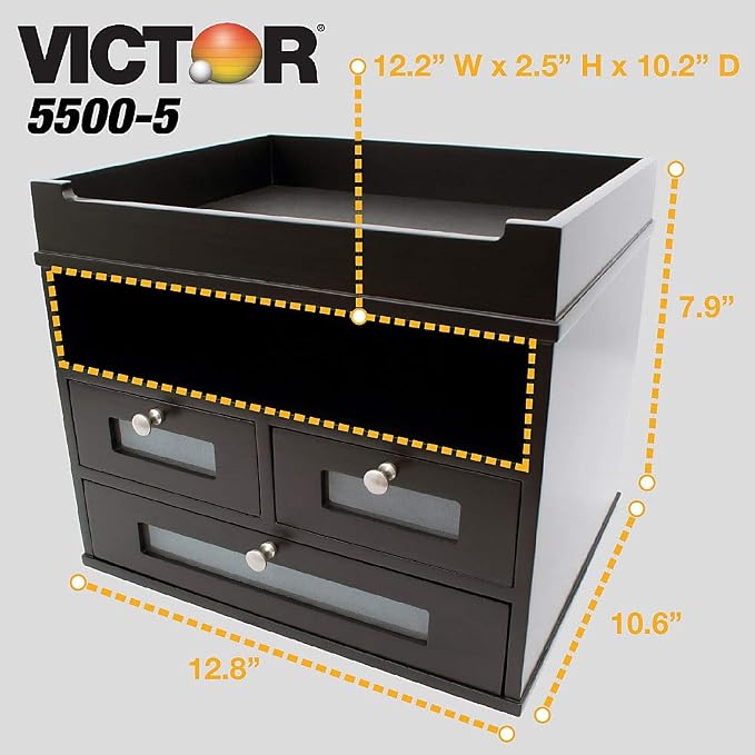 Victor Wood Midnight Black Collection, Tidy Tower Desktop Organizer, Black, (5500-5)