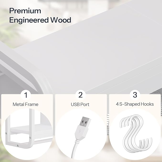 HOOBRO Gaming Floating Shelves with LED Lights, 26.4" LED Wall Mounted Shelf, Modern Corner Shelf 3-Tier Display Rack for Wall Storage, Arched Design, for Kitchen, Living Room, Study, White WT44DBJ01