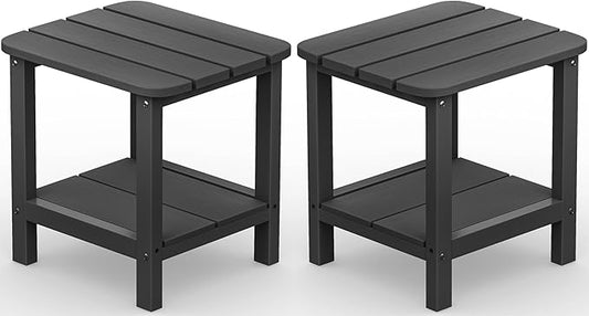 SERWALL Adirondack Table Set of 2, Outdoor Side Table- Gray