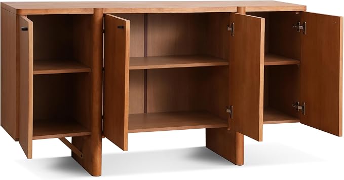 Christopher Knight Home Austen Retro Minimalist Wooden Storage Sideboard, Living Room Cupboard with Shelves, Dining Room/Kitchen Buffet Cabinet, Entryway Display Table, Home Office Credenza, Brown