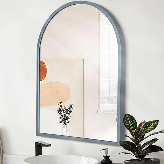 Arched Wall-Mounted Mirror Aluminum Alloy Frame Bathroom Wall Mirror for Vanity Living Room, Bedroom Entryway Room Home Decor 20"x16"
