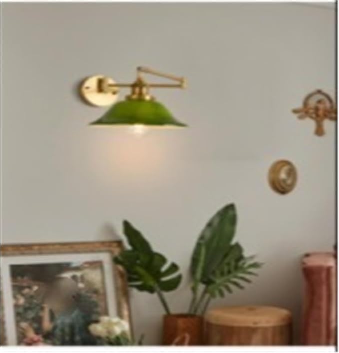 Folding Wall Lamp Retro Rocker Arm Wall Lamp Bedroom Bedside Lamp Iron + Glass Art Living Room Study Reading Wall Sconce Swing Arm Adjustable Vintage Wall Mount Light Sconce (Color : D)