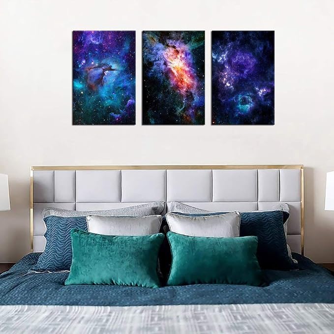 arteWOODS Canvas Wall Art Outer Space Fantastic Artwork Nebula Galaxy Canvas Art Contemporary Artwork Picture Prints for Home Wall Decor 16" x 24" x 3 Panels