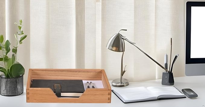 DDYURI Wood Letter-Size Tray for Office Desktop Organizer - Wooden Front-Load Documents Tray for Mail, Paper, File, Magazine, Pen,Notebook Storage Paper Holder Trays Light(DGTU-LT)