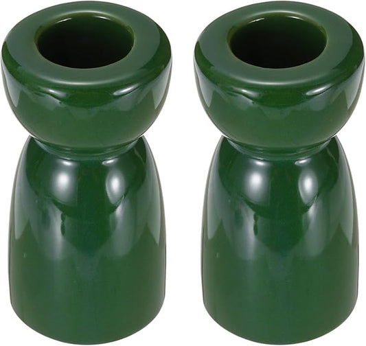 uxcell 2 Pack Candlestick Holder Bright Dark Green Ceramic Taper Candle Holder Candle Stand Holders Modern Style Decoration for Centerpiece Tabletops Anniversary