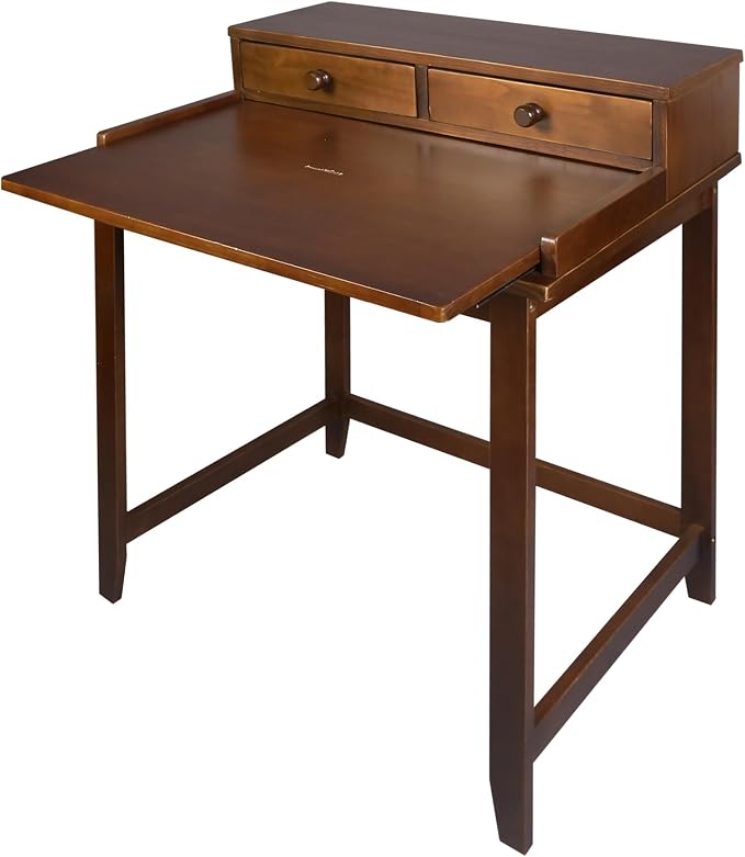 Solid Wood Home Office Computer Desk with Drawers, Pull-Out Tray, and Concealed Compartment