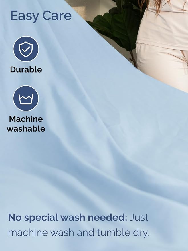 Extra Deep Split King Sheet Set - 7 Piece Breathable and Cooling Sheets - Hotel Luxury Bedding for Women, Men, Kids & Teens - Easy Secure Fit - Soft & Wrinkle Free - Extra Deep Pockets - Light Blue