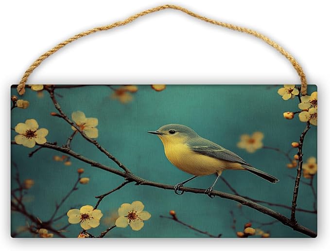 Whimsical Bird Wood Art, Vintage 12x6 Inch Wooden Sign, Perfect for Nature Lovers & Nostalgic Home Decors